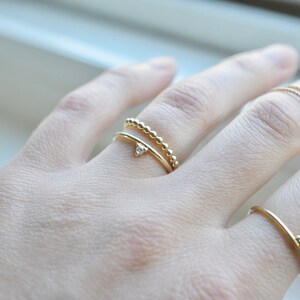 Tiny Diamond 14k Rose Gold Ring Minimal Geometric Stacking Ring Ethical Canadian Diamond Bridesmaid Gift image 7