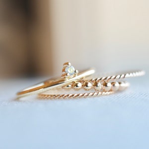 Tiny Diamond 14k Rose Gold Ring Minimal Geometric Stacking Ring Ethical Canadian Diamond Bridesmaid Gift image 6