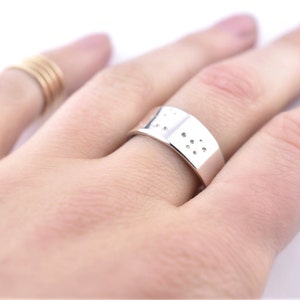 Zodiac Ring Silver Adjustable Constellation Band Scorpio Sagittarius Leo Star Sign Jewelry image 3