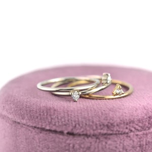 Tiny Diamond 14k Rose Gold Ring Minimal Geometric Stacking Ring Ethical Canadian Diamond Bridesmaid Gift image 5