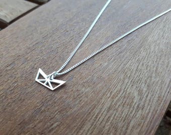 Sterling Silver Origami Sailboat Necklace/Origami Necklace/Sailing gift/Origami/Sailboat Jewellery/Sail/Sea/Yacht