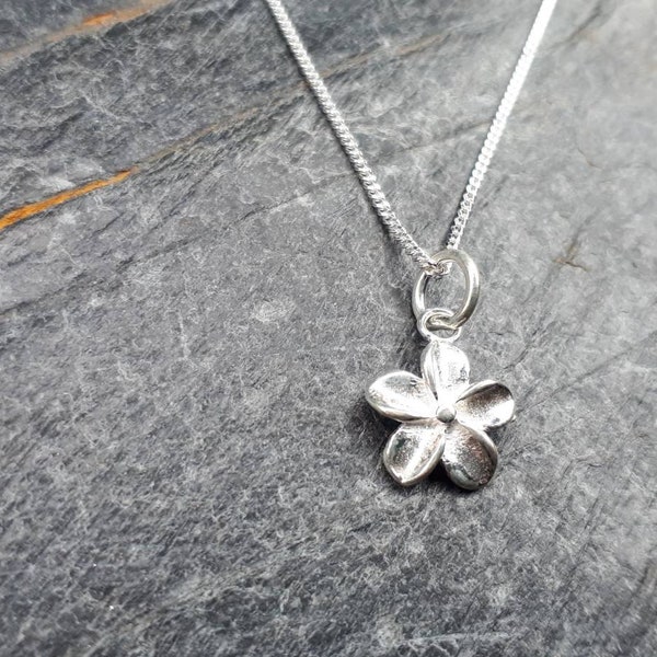 Sterling Silver Flower Necklace/Forgetmenot Flower Charm Necklace/Silver Flower/Silver Flower Charm/Flower Pendant Necklace/Forget me not