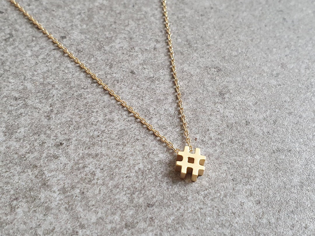Gold Hashtag Necklace/ Necklace/instagram Necklace/insta Etsy