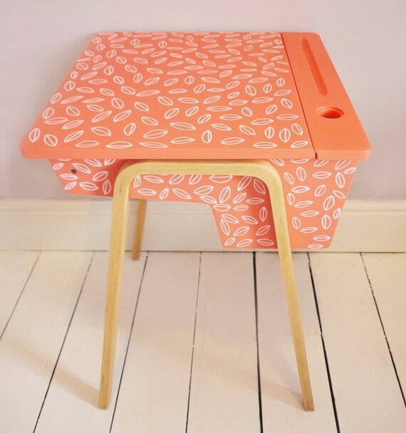 Sold Upcycled Vintage Child S School Desk Flamingo Pink Etsy