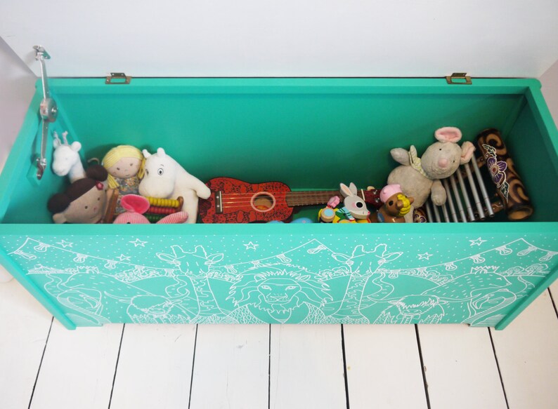 SOLD Upcycled Vintage Toy Storage Box 'zoo Fest' Etsy