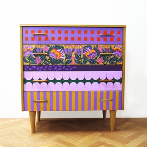 Hand Painted Mid Century Chest of drawers