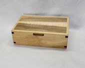 Handcrafted display box, jewelry box, oak and curly maple