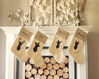 personalized rustic chic deer family stockings set of 4 silhouette deer family rustic christmas antler neutral stocking - Rustic Christmas Stockings personalized rustic chic deer family stockings set of 4 silhouette deer family rustic christmas antler neutral stocking - Rustic Christmas Stockings