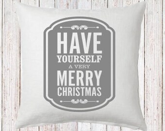 have yourself a merry little christmas Pillow and Insert Christmas Decoration Christmas Saying Holiday Pillow Red White Christmas