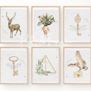 Whimsical Wizard Print Set of 8 images; Whimsical Fantasy Printable; Wizard Art Prints; Watercolor Wizard Prints