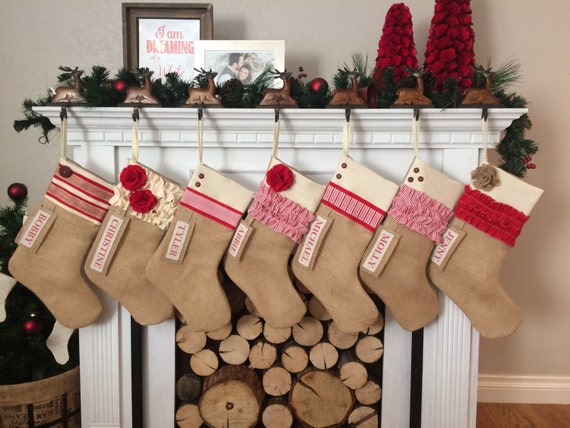 Custom Christmas Stocking Farmhouse Christmas Rustic Burlap Etsy Custom Christmas Stocking Farmhouse Christmas Rustic Burlap Etsy
