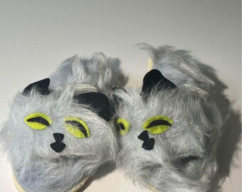 adorable vintage faux fur slippers 1950s child size