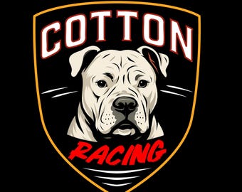 Cotton Racing Sticker - Bully Breed Bulldog American Bully Hot Rod, Custom Shop, Drag Racing, Circle Track Racing Pup Crew Chief