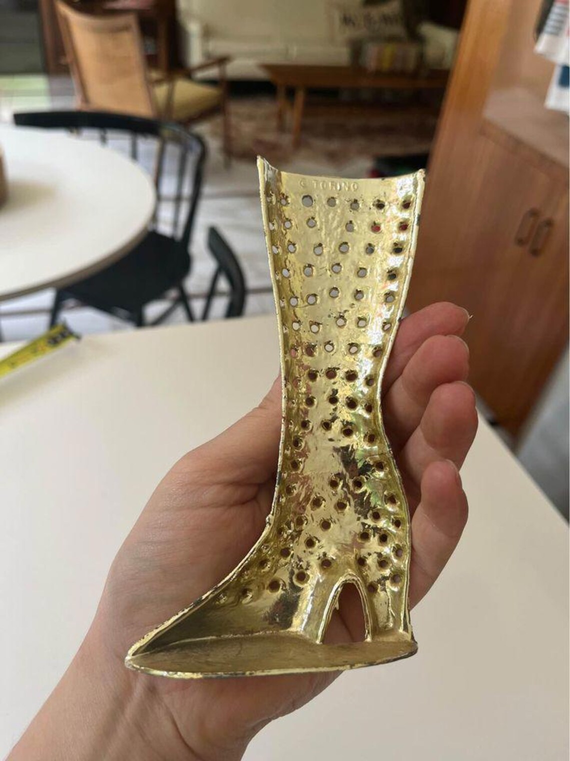 Vintage Torino Gold Tone Earring Holder High Heel Boot 6