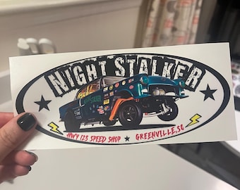 Large 7.75" Oval Night Stalker Hwy 123 Speed Shop Lightning Bolts - Hot Rod, Custom Shop, Drag Racing