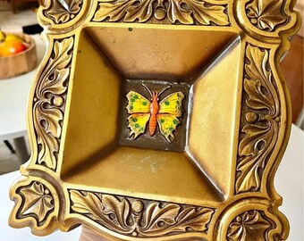 Vintage Ornate Butterfly Wall Ash Tray Universal Statuary Corp 1970s 1960s