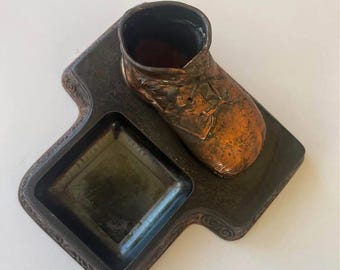 Vintage Bronze ashtray Baby Shoe Antique