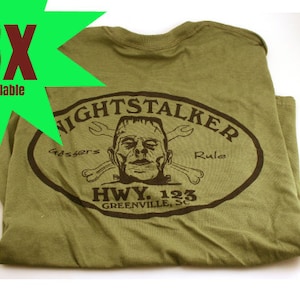 NightStalker Light Army Green with White Print Edition T-Shirt  Large, XL, XXL, XXXL