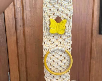 Vintage Macrame Butterfly towel holder 1970s retro boho hippie