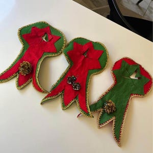 Vintage felt door knob hangers 1950s 1960s Christmas door hangers atomic