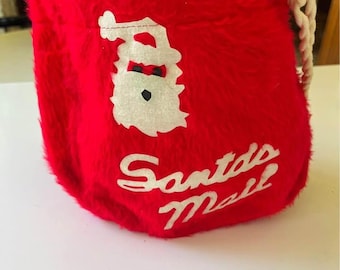 Vintage felt Santa Mail Bag Card holder 1950s 1960s Christmas decor