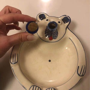 West Germany vintage bear baby feeding dish 8” vintage ceramic baby bowl