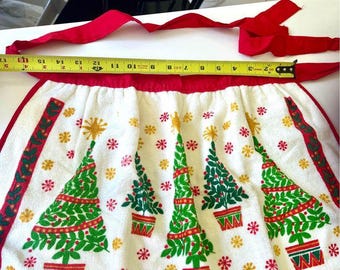 Adorable Vintage christmas Apron towel material Atomic Retro 1960s