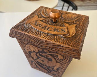 Vintage Treasure Craft Snack Container Chalk-ware 1970s