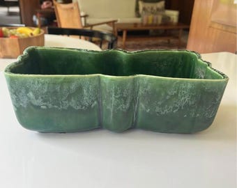 vintage pottery butterfly shaped planter green