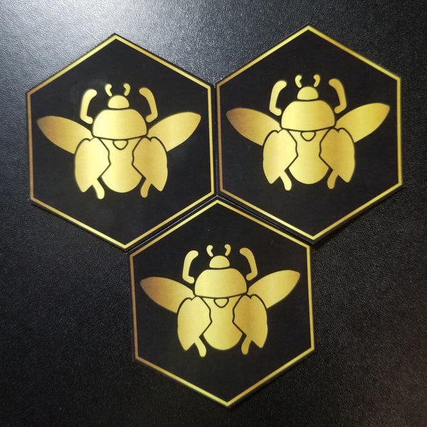 Black and Gold Scarab Sticker 3"