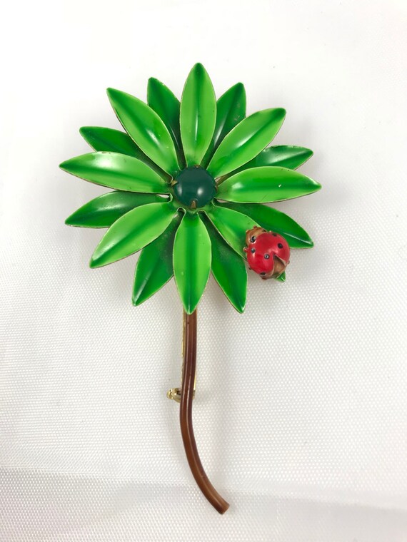 Bright Lime Green Original by Robert Daisy Flower Pin… Gem