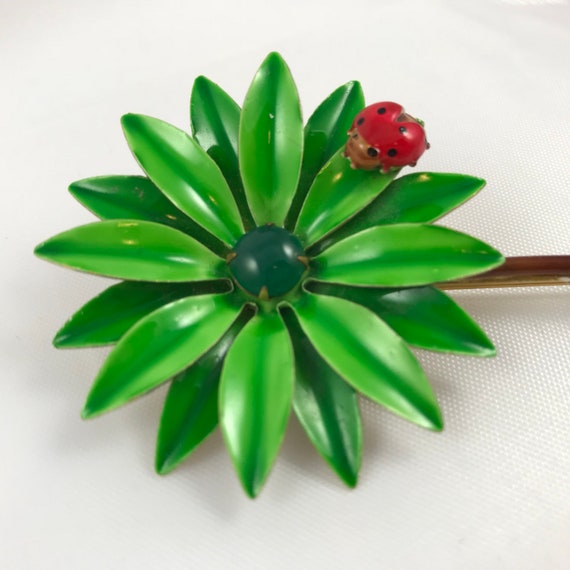 Bright Lime Green Original by Robert Daisy Flower Pin… Gem