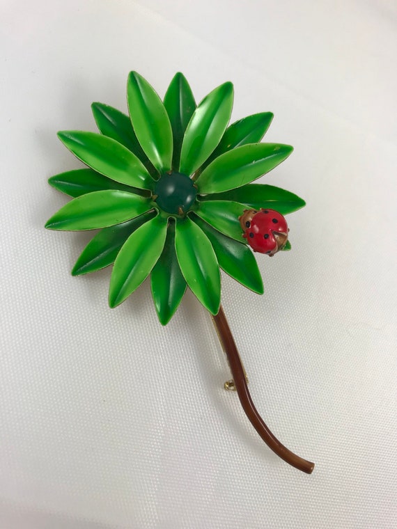 Bright Lime Green Original by Robert Daisy Flower Pin… Gem