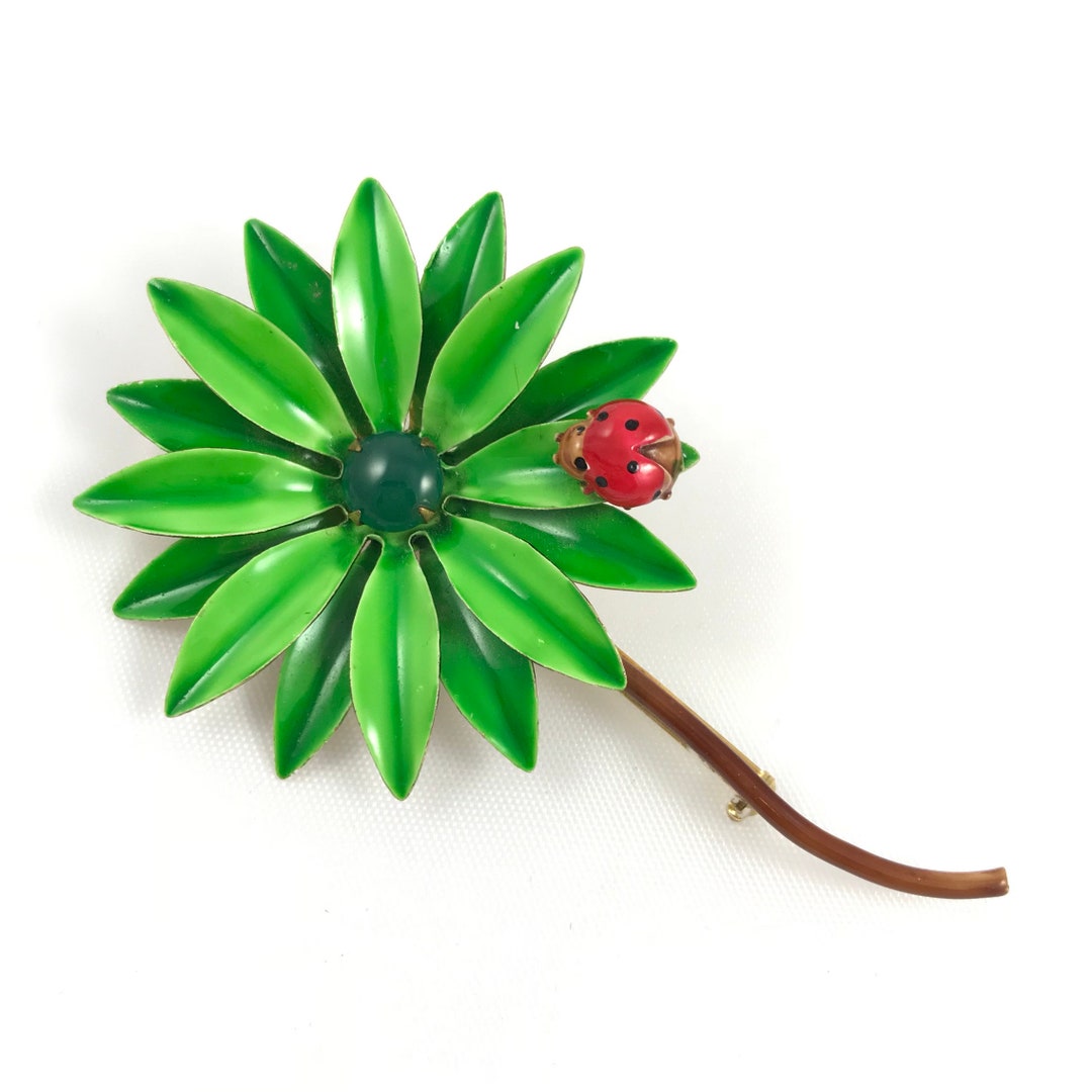 Bright Lime Green Original by Robert Daisy Flower Pin With Etsy