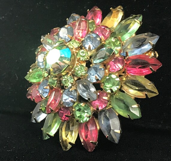 Pastel multicolor faceted marquise and chaton gla… - image 5
