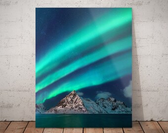 Norway Aurora Borealis | Northern Lights | Night Sky Lovers | Wanderlust Gift | Photography Print