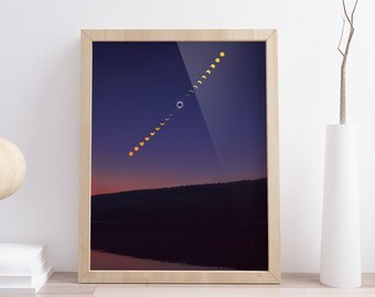 08/21/2017 Całkowite zaćmienie Słońca | Miłośnicy nocnego nieba | Prezent kosmiczny | Wydruk fotografii