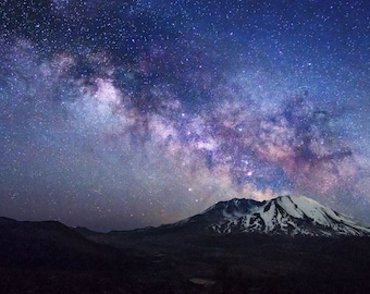 Mount St. Helens Milky Way | Night Sky Watchers | Galaxy Photography Print | Starry Night