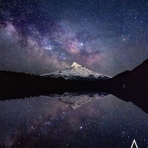Mount Hood in Oregon Under the Milky Way | Night Sky Lovers | Wanderlust Gift | Photography Print