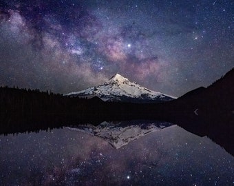 Mount Hood in Oregon Under the Milky Way | Night Sky Lovers | Wanderlust Gift | Photography Print
