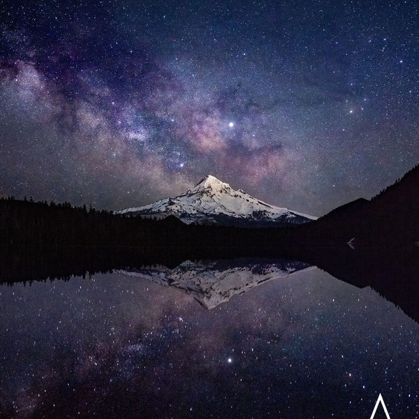 Mount Hood in Oregon Under the Milky Way | Night Sky Lovers | Wanderlust Gift | Photography Print