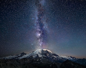 Mount Rainier Milky Way Print | PNW Night Sky Photography