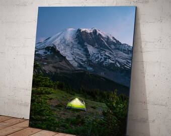 Camping at Mount Rainier | Mt Rainier National Park | Wanderlust Gift | Photography Print
