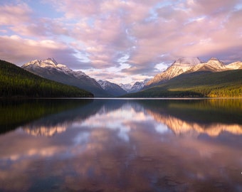 Bowman Lake Sunset Print | Glacier National Park Photography