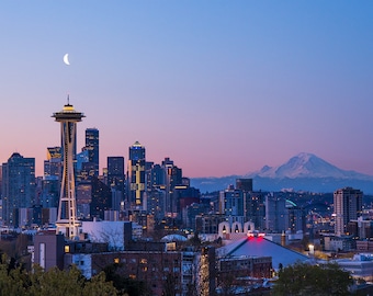 Seattle, Washington PNW | Wanderlust Gift | Pacific Northwest | Mount Rainier | Space Needle Fine Art Photography