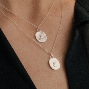 Initial Charm Necklace, Personalised Letter Medallion, Raised Relief Letter image 3