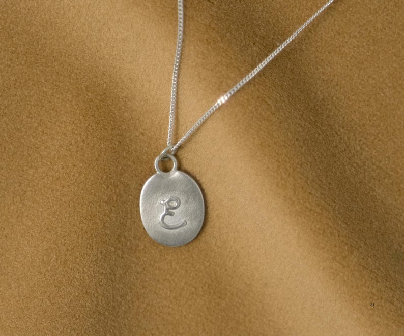 Initial Charm Necklace, Personalised Letter Medallion, Raised Relief Letter image 1