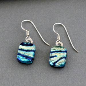 Sterling Silver Fused Glass Jewelry - Dichroic Glass Earrings - Handmade Earrings - Unique Earrings