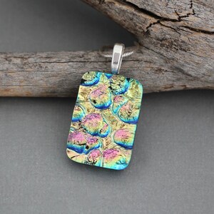 Dichroic Glass Pendant Necklace - Unique Necklace For Women - Fused Glass Jewelry - Birthday Gift For Her
