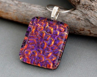 Unique Necklace Pendant - Handmade Fused Glass Pendant - Unique Gift For Women - Colorful Dichroic Glass Jewelry